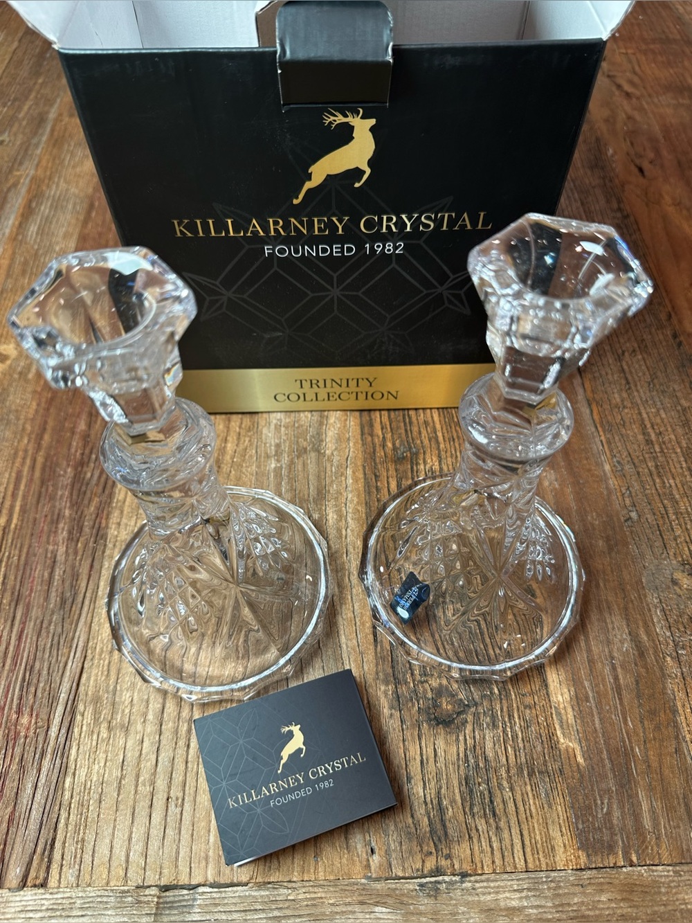 Trinity Collection Clear Crystal Candlestick Pair